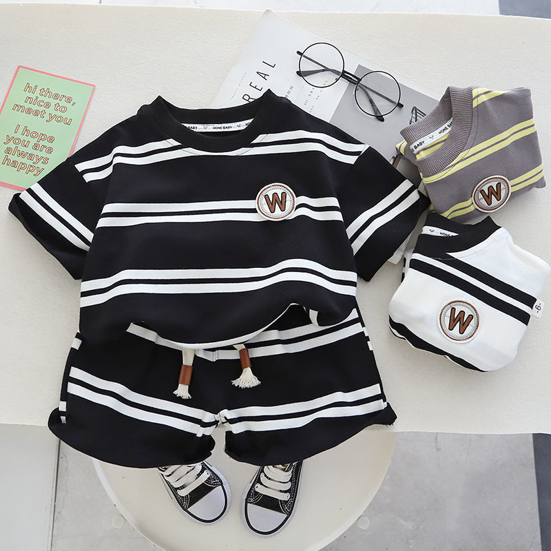 Boys Summer Casual Short Sleeved Shorts Cotton Set