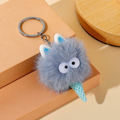 Cartoon Ice Cream Plush Keychain