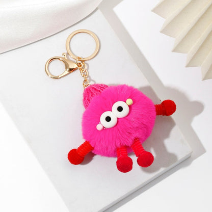 Cute Wool Hat Small Coal Ball Keychain