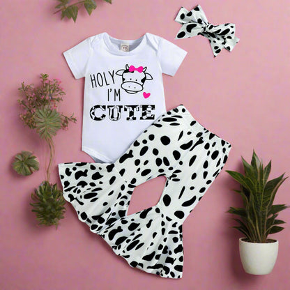 Kids Milk Cow Alphabet Print Baby Clothes