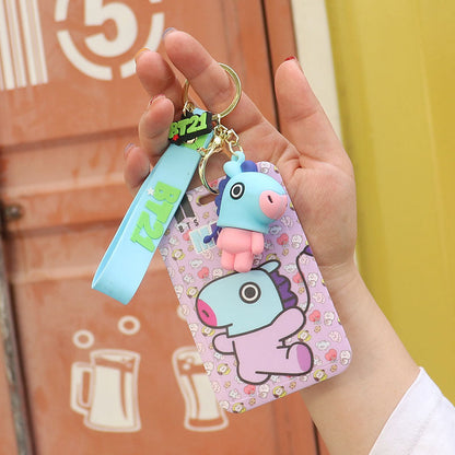 Cartoon Silicone Card Holder ID Holder Keychain Cute Keychain