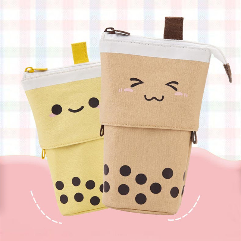 Milk Tea Drop Down Canvas Pencil Case