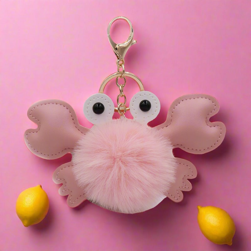 Cartoon Plush Ball Crab Keychain