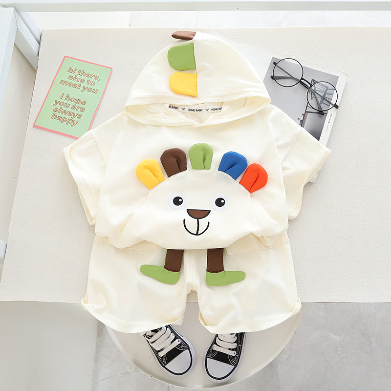Summer Boys' Cotton Short Sleeved Shorts Set