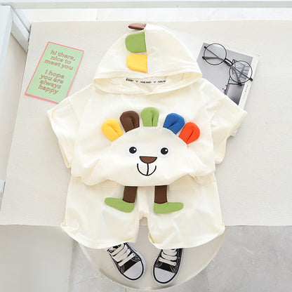 Summer Boys' Cotton Short Sleeved Shorts Set