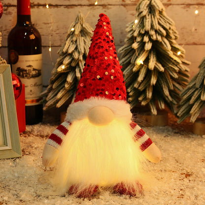Christmas Sequins with Lights and Faceless Doll Ornaments