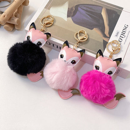 Cartoon Cute Fox PU Plush Key Chain