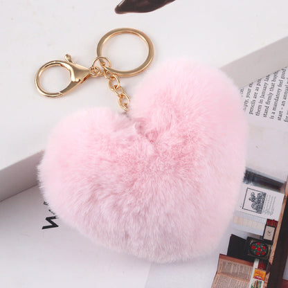 Plush Love Keychain Peach Heart Ball Keychain