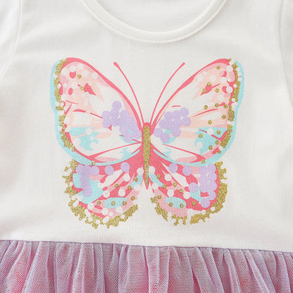 Girls Round Neck Lace Cotton Princess Dress Baby Clothes