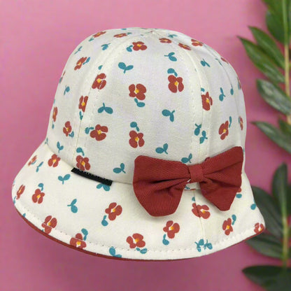 Children Cotton Flower Bow Bucket Hat