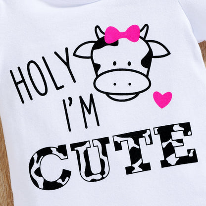 Kids Milk Cow Alphabet Print Baby Clothes