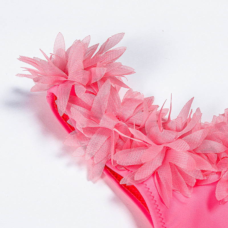 Kids Split Body Pink Lace Swimwear