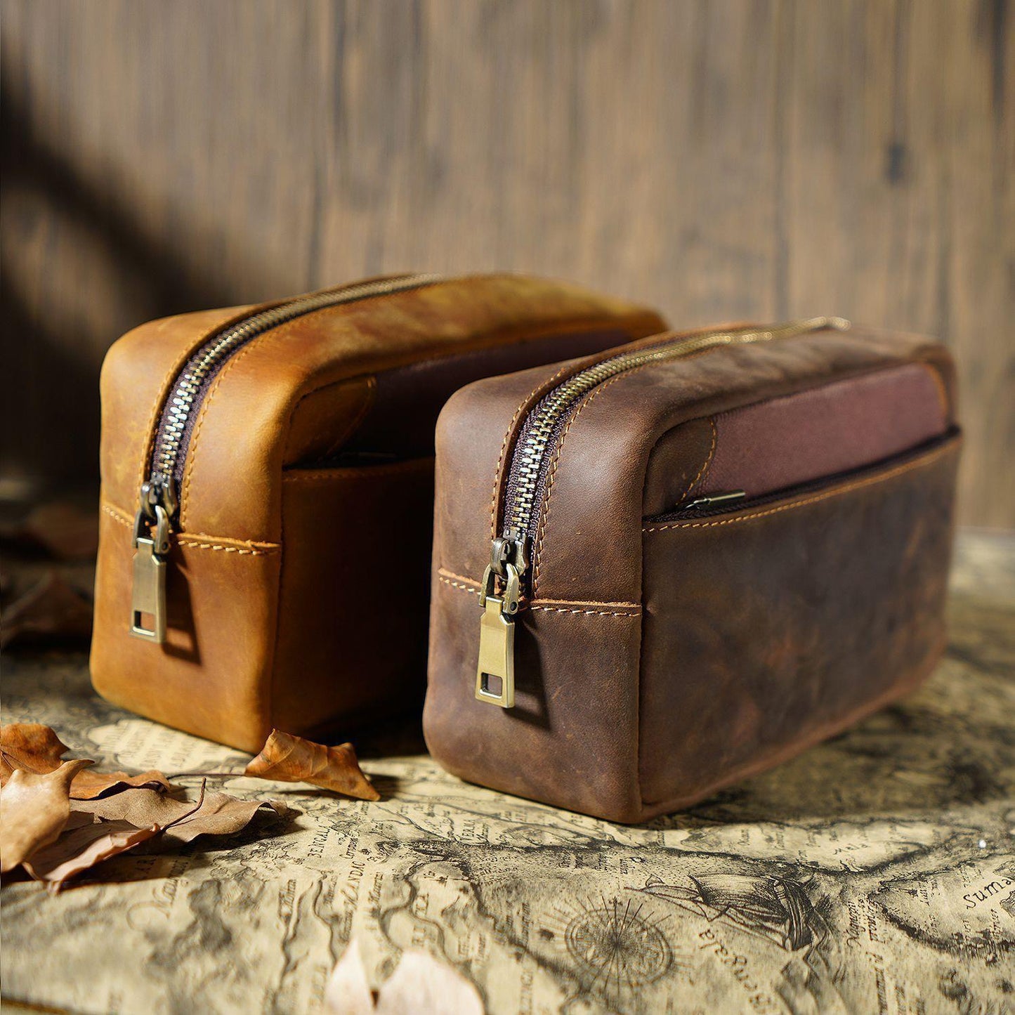 Leather Retro Multi -function Large -capacity Pen Bag