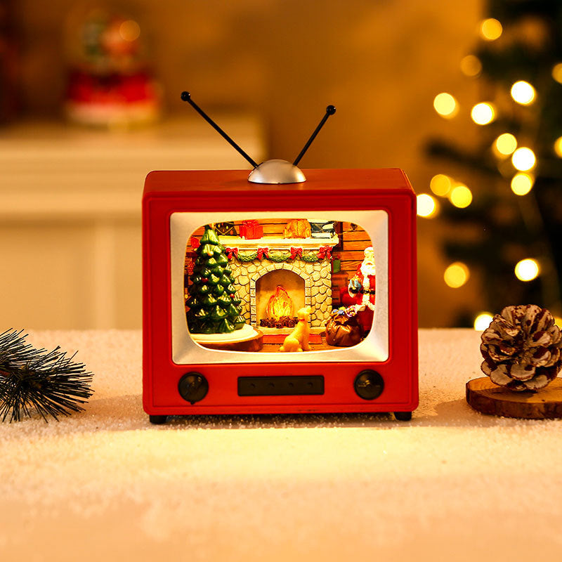 Rotating Music Resin TV Desktop 19cm*13cm*18.5cm Decoration Christmas