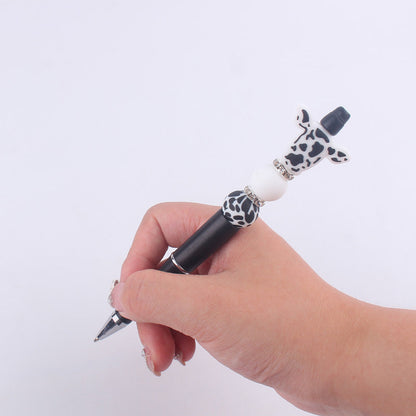 Cartoon Cow Head Cow Pattern Silicone Bead Pen