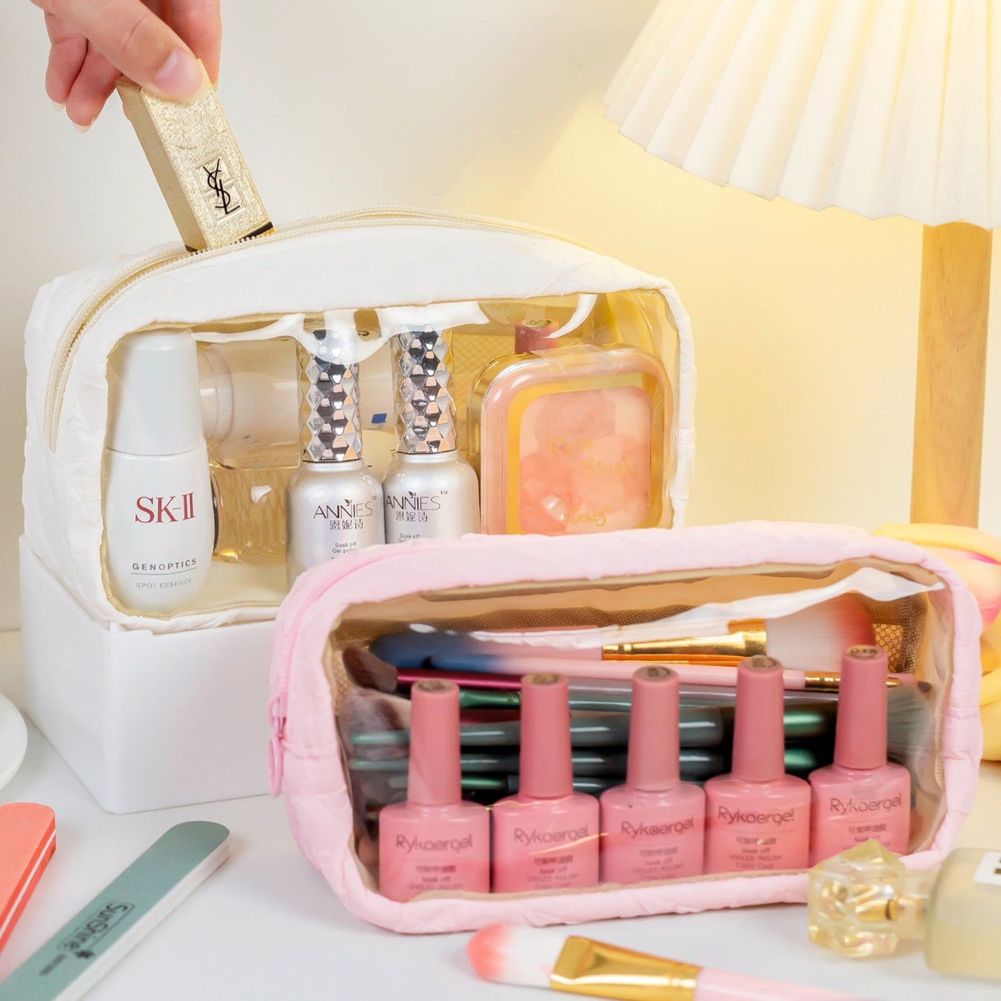 Polyester PU Large Capacity Transparent Pencil Case