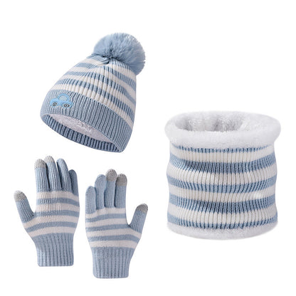 Wholesale Children's Winter Hat Knitted Woolen Scarf Gloves Set