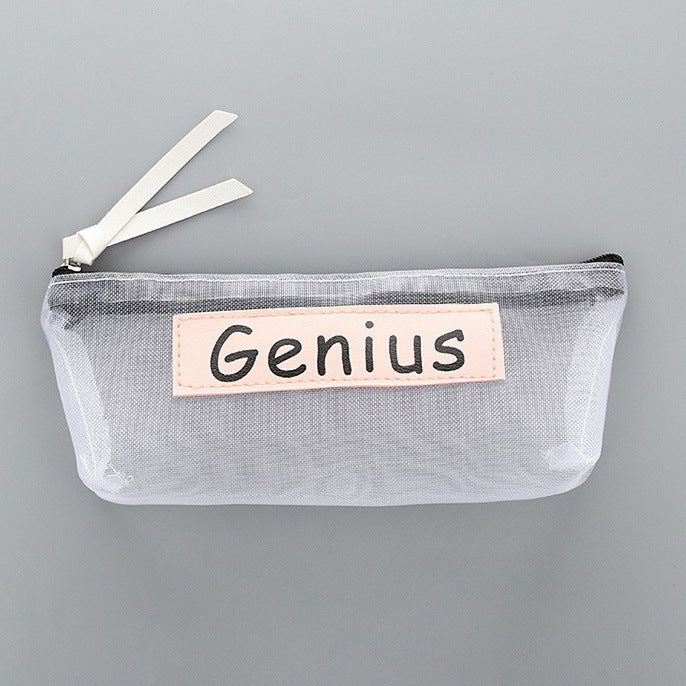 Simple Transparent Mesh Polyester Pencil Case