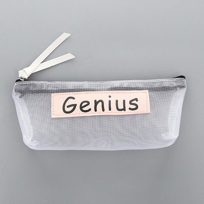 Simple Transparent Mesh Polyester Pencil Case