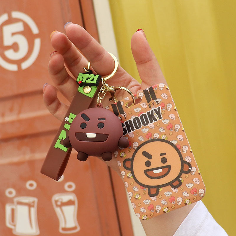 Cartoon Silicone Card Holder ID Holder Keychain Cute Keychain