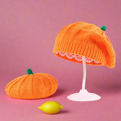 Parent-child Hats Halloween Pumpkin Acrylic Beret Knitted Hats