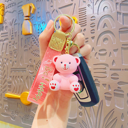 Cartoon Resin Sitting Bear Keychain Cute Keychain