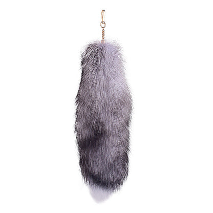 of Oversized Fox Hair Pendant Keychains