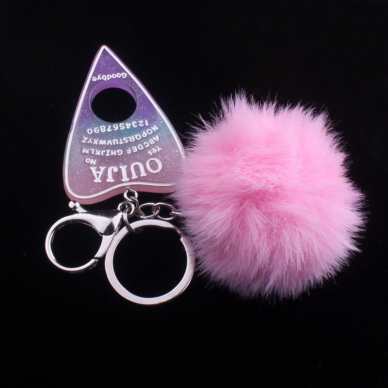 Resin Heart-shaped Card Divination Fur Ball Keychain