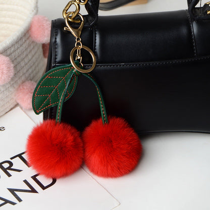 Small Cherry Plush Keychain