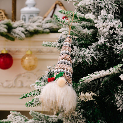 Christmas Knitted Hat with Lights Faceless Doll Pendant