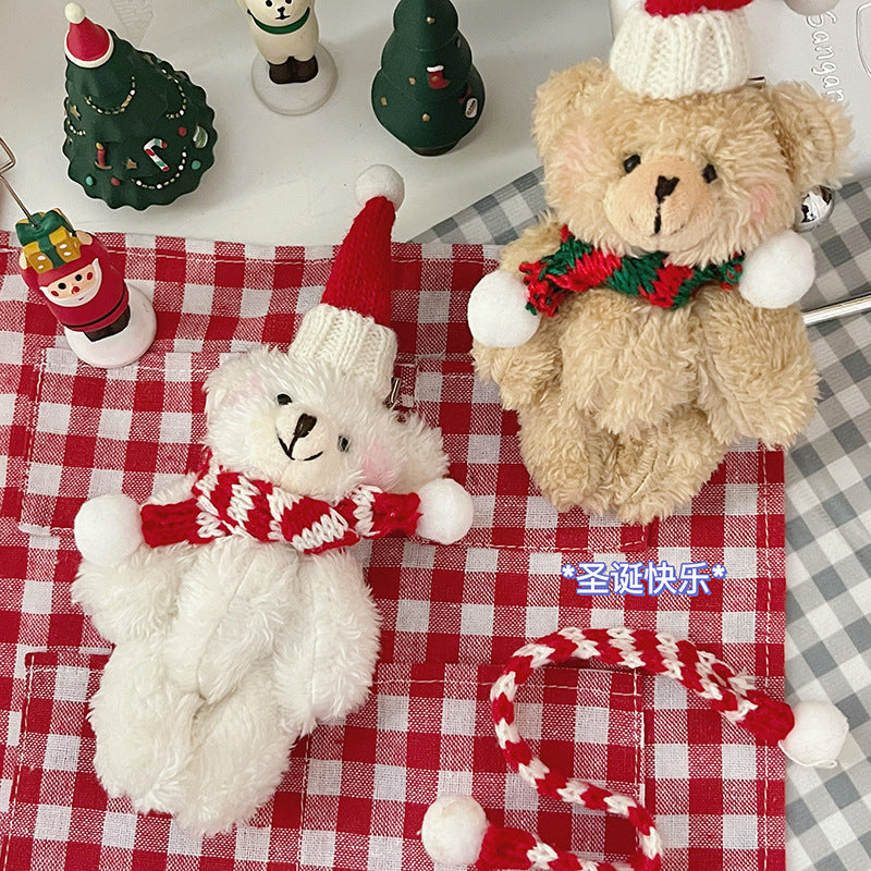 Christmas Bear Plush Toy Keychain