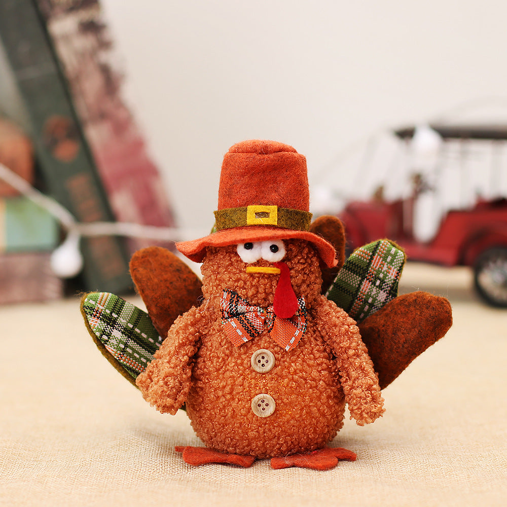 Thanksgiving Scene Decorations with Lights and Glowing Turkey
