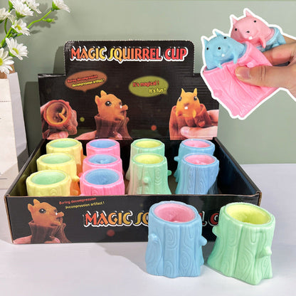 Wholesale 12pcs/box Halloween Decompression Squirrel Squeeze Cup Decompression Vinyl Toy