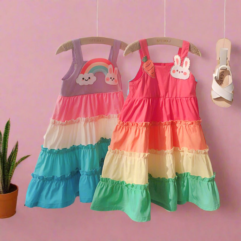 Girls Rainbow Dresses Cotton Baby Clothes
