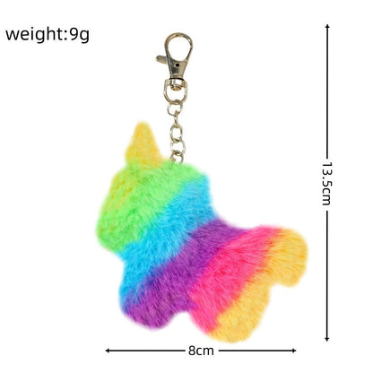 Rainbow Stripe Unicorn Plush Keychain