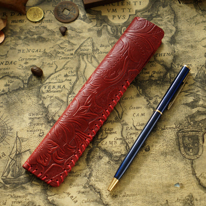 Retro Pure Handmade Head Layer Cowhide Creative Pen Bag