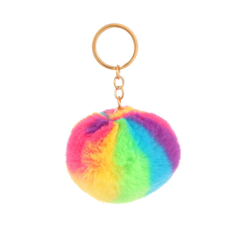 Polyester Colorful Fur Ball Keychain