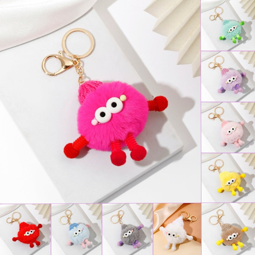 Cute Wool Hat Small Coal Ball Keychain
