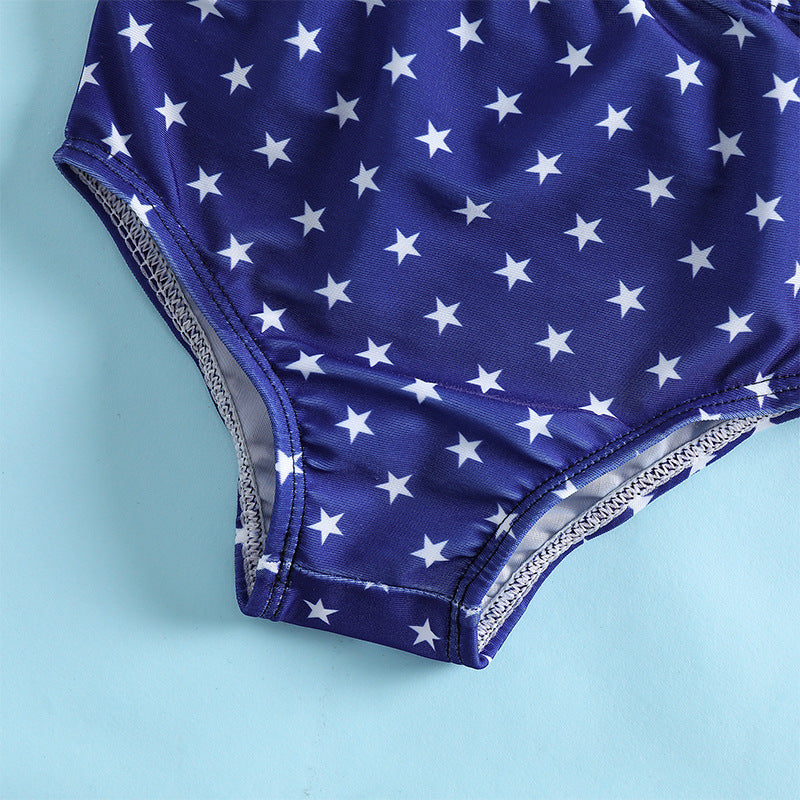 Kids Bowknot Mermaid Suspenders Split Polyester Swimwear
