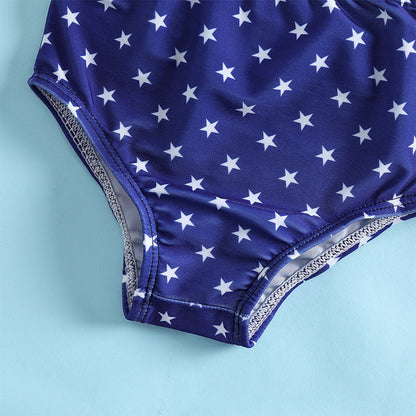 Kids Bowknot Mermaid Suspenders Split Polyester Swimwear
