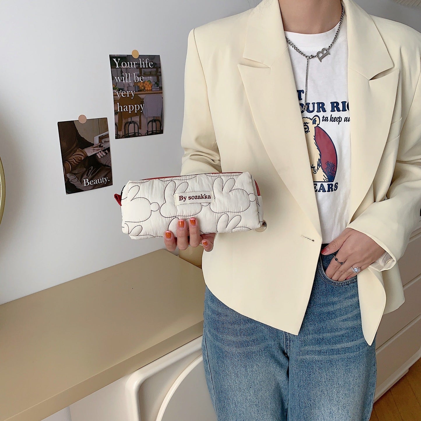 Rabbit Polyester Pen Bags