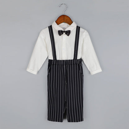 Wholesale Children's Cotton Short Sleeved Shoulder Belt Pants Set