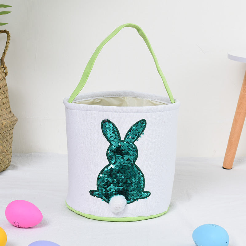 Wholesale Easter Sequins Rabbit Basket Cloth TOY 10pcs