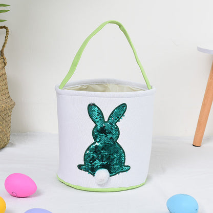 Wholesale Easter Sequins Rabbit Basket Cloth TOY 10pcs
