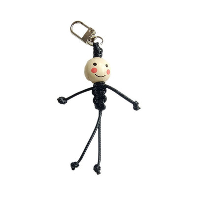 Stickman Keychain Beads Smiley Face School Bag Pendant