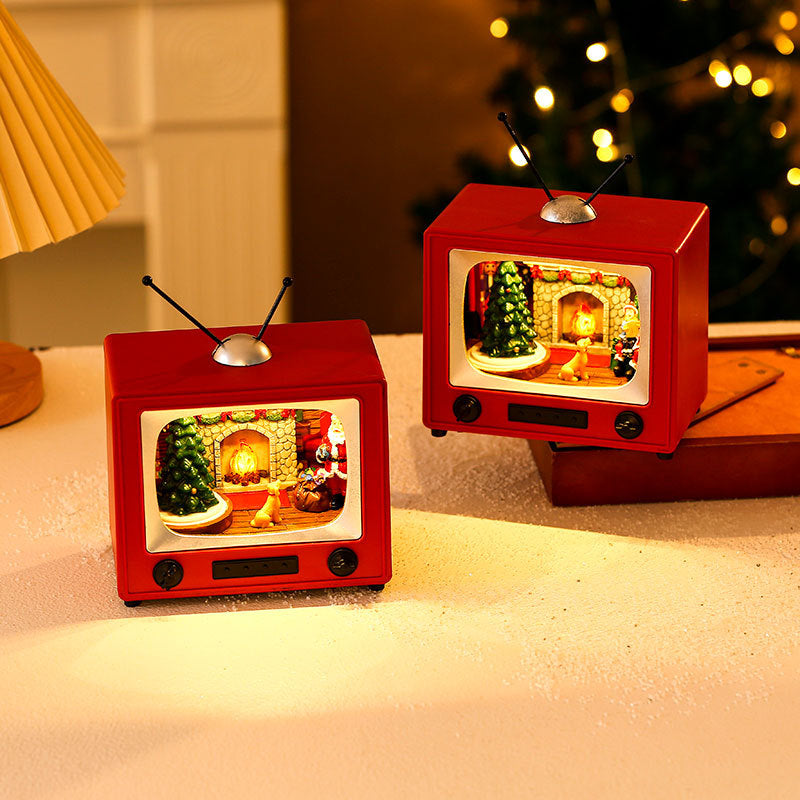 Rotating Music Resin TV Desktop 19cm*13cm*18.5cm Decoration Christmas