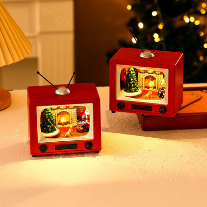 Rotating Music Resin TV Desktop 19cm*13cm*18.5cm Decoration Christmas