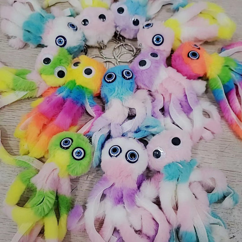 Plush Colorful Octopus Keychain