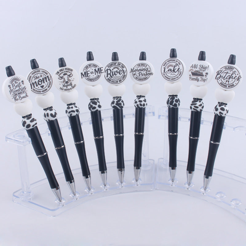 Beaded Pens Black Silicone Beaded Pen