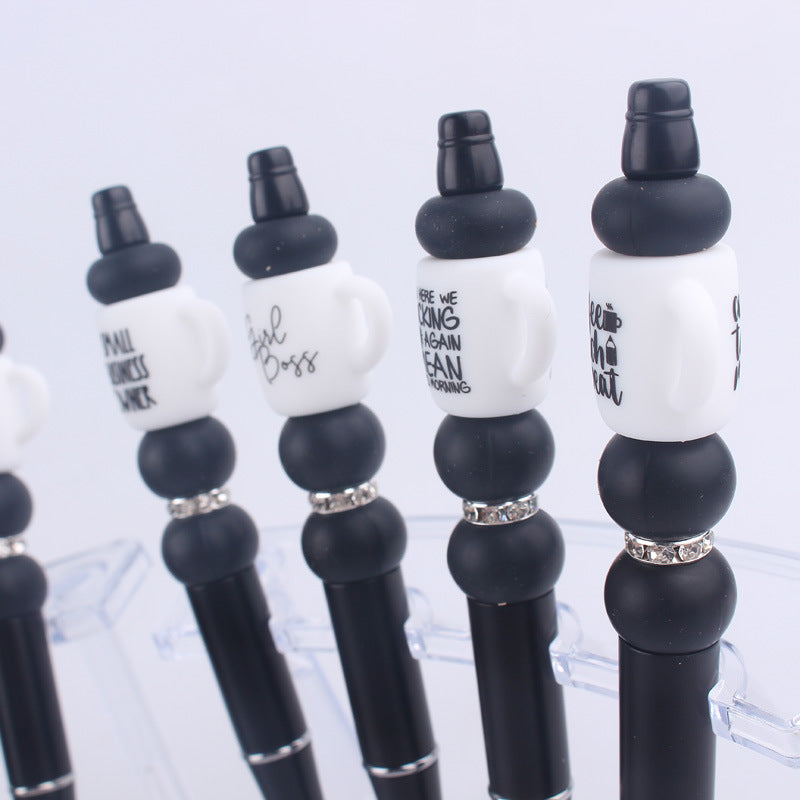 Handmade Bead Pen Cartoon Cup Silicone Ballpoint Pen